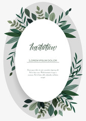 Vector illustration invitation card template with branches and leaf decoration
