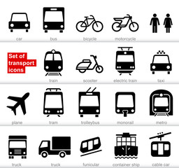 Set transport icons on white background. Vector elements