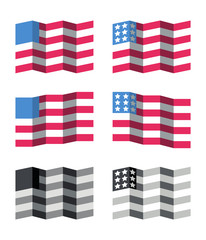 Waving American Flag Stars And Straps . Vector Illustration Of Flapping Flag Of United States Of America.