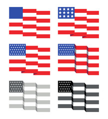 Waving American Flag Stars And Straps . Vector Illustration Of Flapping Flag Of United States Of America.