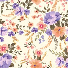 Floral seamless pattern. Flower background. Ornamental garden flowers