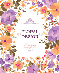 Floral frame pattern. Flower bouquet background. Greeting card design