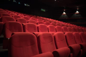 Peel and stick wall murals Theater red chairs in cinema 