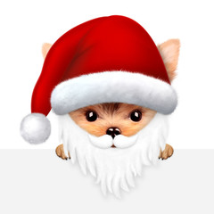Funny Dog Santa with beard. Christmas concept