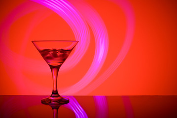 glass with cocktail in a nightclub