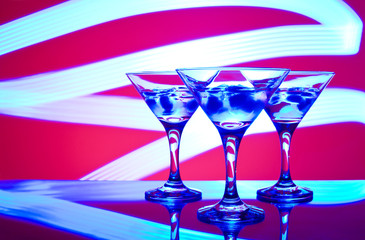 glass with cocktail in a nightclub
