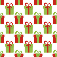 Christmas Seamless pattern with red and green gift boxes. Christmas background. Textures for wallpaper, web page background, wrapping paper