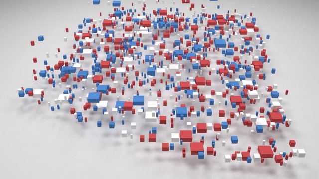 Map of Arizona - USA | 3D Fall down of little bricks - Flag colors