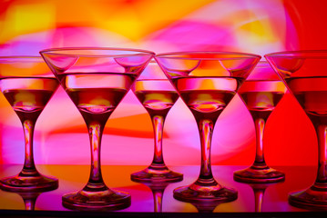 glass with cocktail in a nightclub