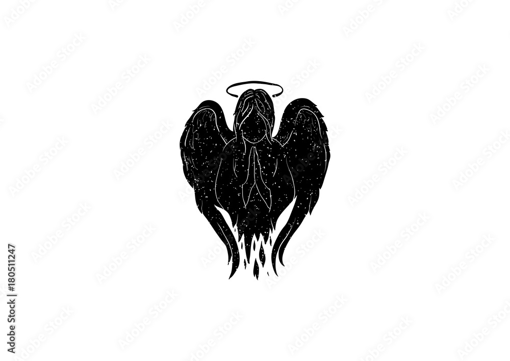 Wall mural praying angel illustration