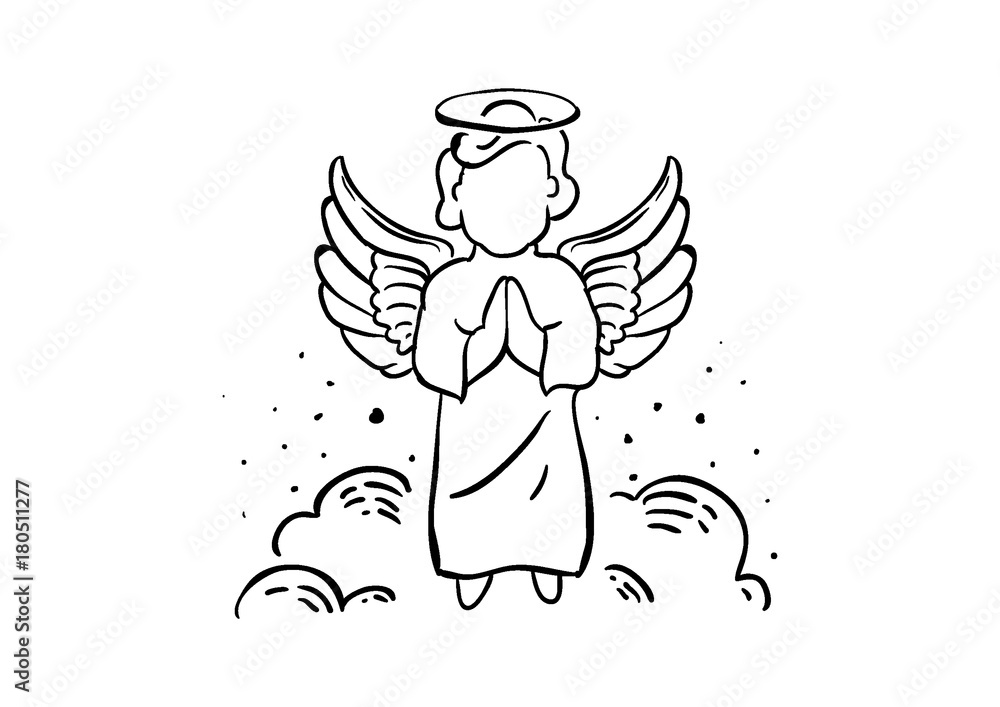 Wall mural praying angel illustration