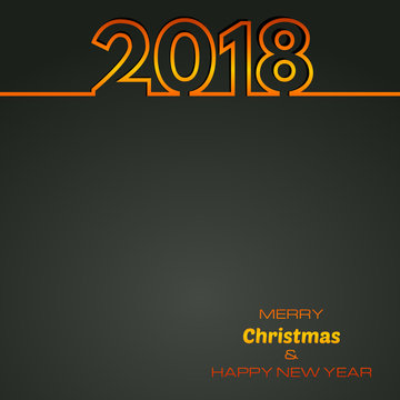 Black Happy New Year 2018 Background. New Year and Xmas Design Element Template. Vector Illustration.
