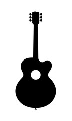 Acoustic Guitar Silhouette. Vector Illustration Of Hand Drawn, Unmarked, Imaginary Acoustic Guitar Silhouette. Release not needed, no copyright infringement.