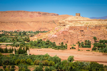 Kasbah Ait Ben Haddou in the desert near Atlas Mountains, Morocco