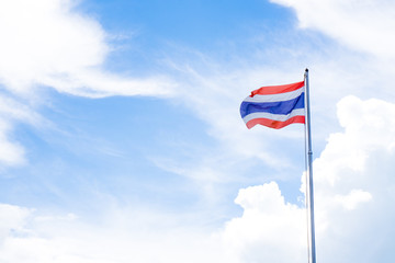 Thai flag waved in the day the sky was bright clouds