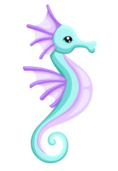 Vector cute cartoon seahorse for your design isolated on white background Vector illustration Web site page and mobile app design