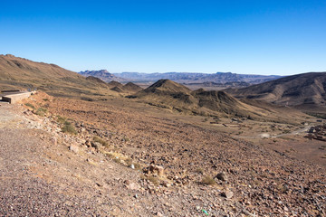 Rocky desert landscape of High Atlas mountains, Morocco