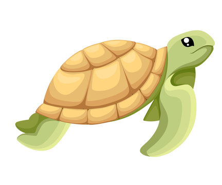Happy cute turtle walking with smile, Vector cartoon illustration object image vector illustration Web site page and mobile app design