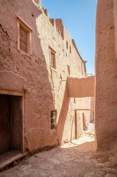 Narrow streets of Kasbah Ait Ben Haddou in the desert, Morocco
