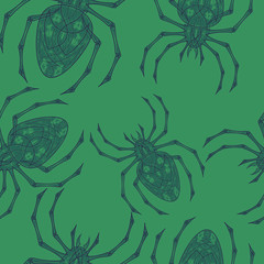 Vector spiders seamless pattern