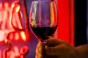Red wine and neon lights