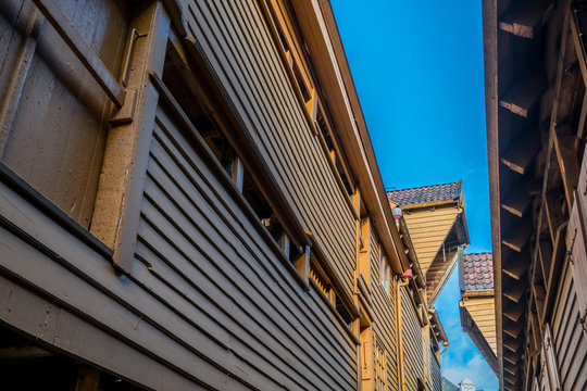 Historic colorful wooden buildings in Bryggen