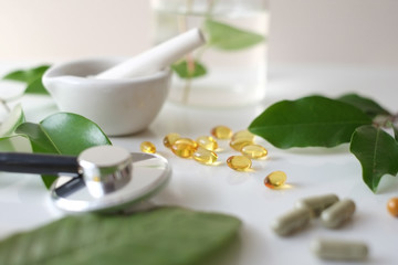 the scientist or doctor make herbal medicine from herb in the la