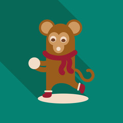 monkey play snowflakes christmas card