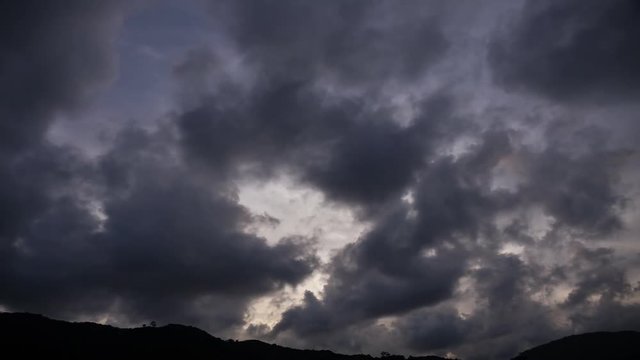 4K Timelapse of dramatic sky and clouds moving over mountain in phuket thailand