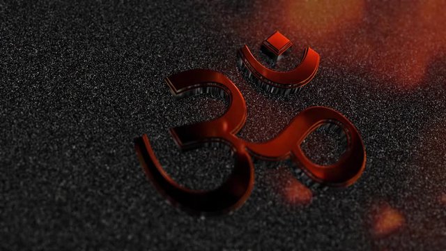 Om Symbol Reflecting Fire And Flames