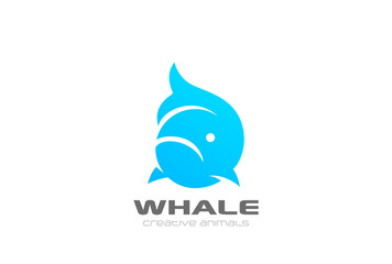 Whale Logo design vector. Funny Fish Logotype. Seafood icon