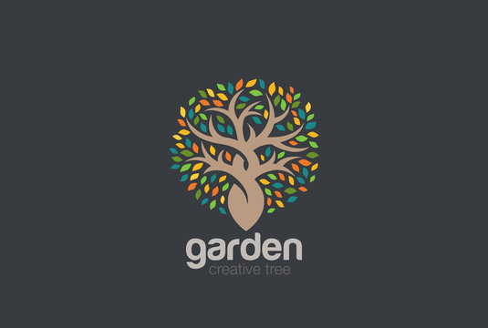 Garden Tree abstract Logo design vector template