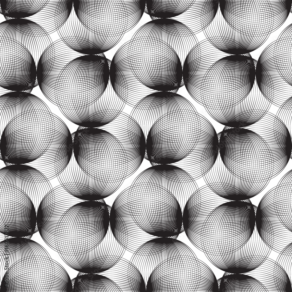 Poster abstract linear spheres seamless pattern. monochrome repeatable modern design with bubbles. geometri