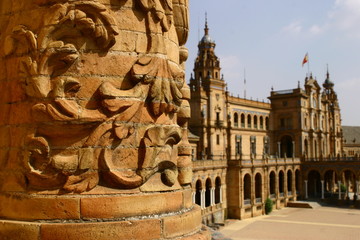 Plaza España de Sevilla, Andalucia. La Plaza es un conjunto arquitectónico enclavado en el Parque...