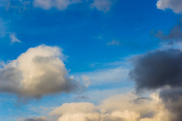 Beautiful blue sky with white and dark clouds