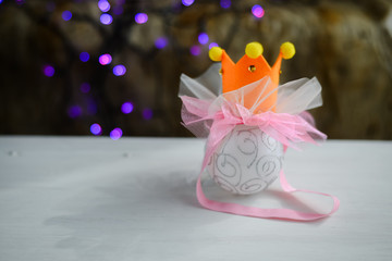 Beautiful decorative colorful bow design, flower ribbon for special event. Festive, christmas and new year gift background. Close up image for joyful texture element and creative love card surface