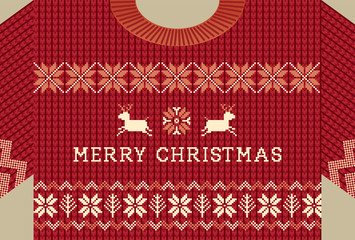 ニット編みのセーター形のクリスマスカード
