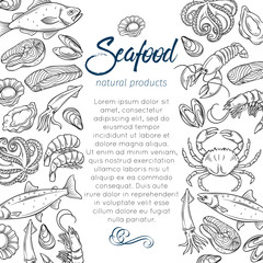 page template hand drawn seafood