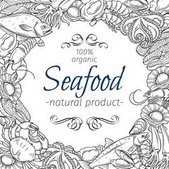 frame template hand drawn seafood