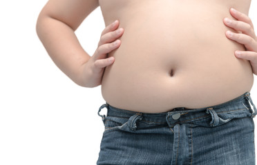 Obese fat boy isolated onwhite background,
