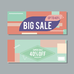 Big Sale modern banner in the Memphis style