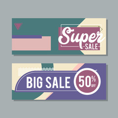 Obraz premium Big Sale modern banner in the Memphis style