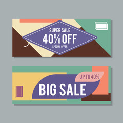 Big Sale modern banner in the Memphis style