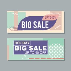 Big Sale modern banner in the Memphis style