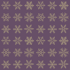 Seamless simple pattern of different blue geometric snowflakes