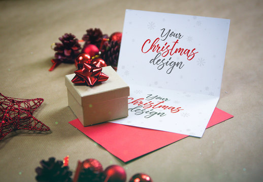 Open Christmas Card Mockup 