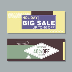 Big Sale modern banner in the Memphis style