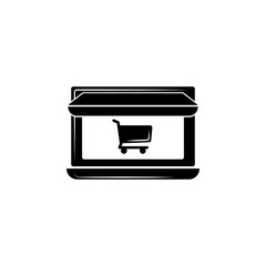 laptop, buying, shopping cart icon