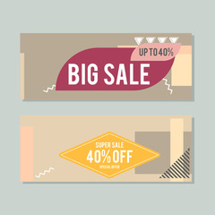 Set of colorful trendy sale banners vector illustration