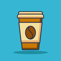 disposable paper coffee cup bean beverage icon vector illustration